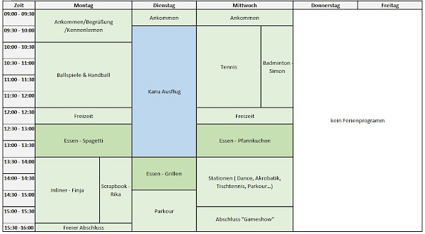 vorläufiger Zeitplan