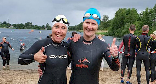 Unsere Triathleten beim Vierlanden Triathlon