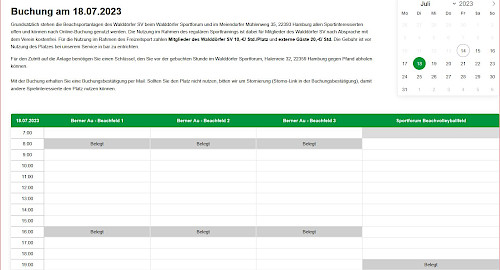 Umstellung Buchungsystem Beachsportanlage