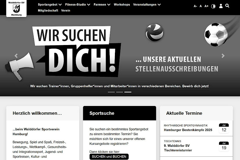 Digitale Teilhabe - Website des Walddörfer SV