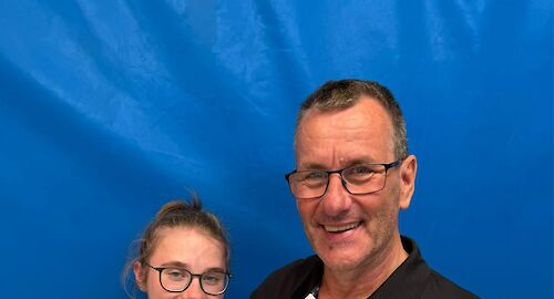 Annika Schüller mit Cheftrainer Olaf