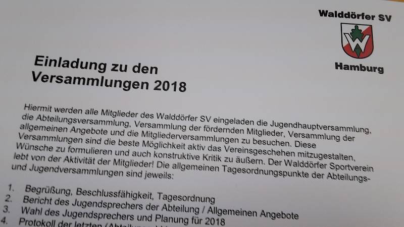 Versammlungen des Walddörfer SV 2018