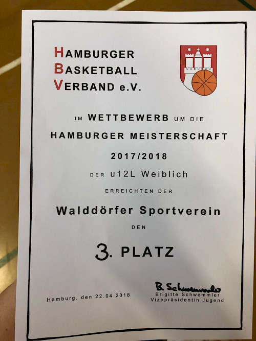 Die W12/1 erreicht den 3. Platz bei der Hamburger Meisterschaft.